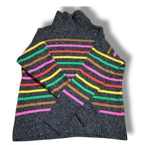 Lou & Grey Multicolor Striped Mock Neck Pullover Sweater Women’s XS Gray Stripe